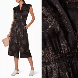 NWT VINCE Grey Woodblock Floral Jumpsuit